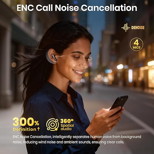 Miniatura 3 de Auriculares inalámbricos 5.4 Bluetooth 100H Auriculares Bluetooth Auriculares con cancelación activa de ruido, auriculares intrauditivos con 4