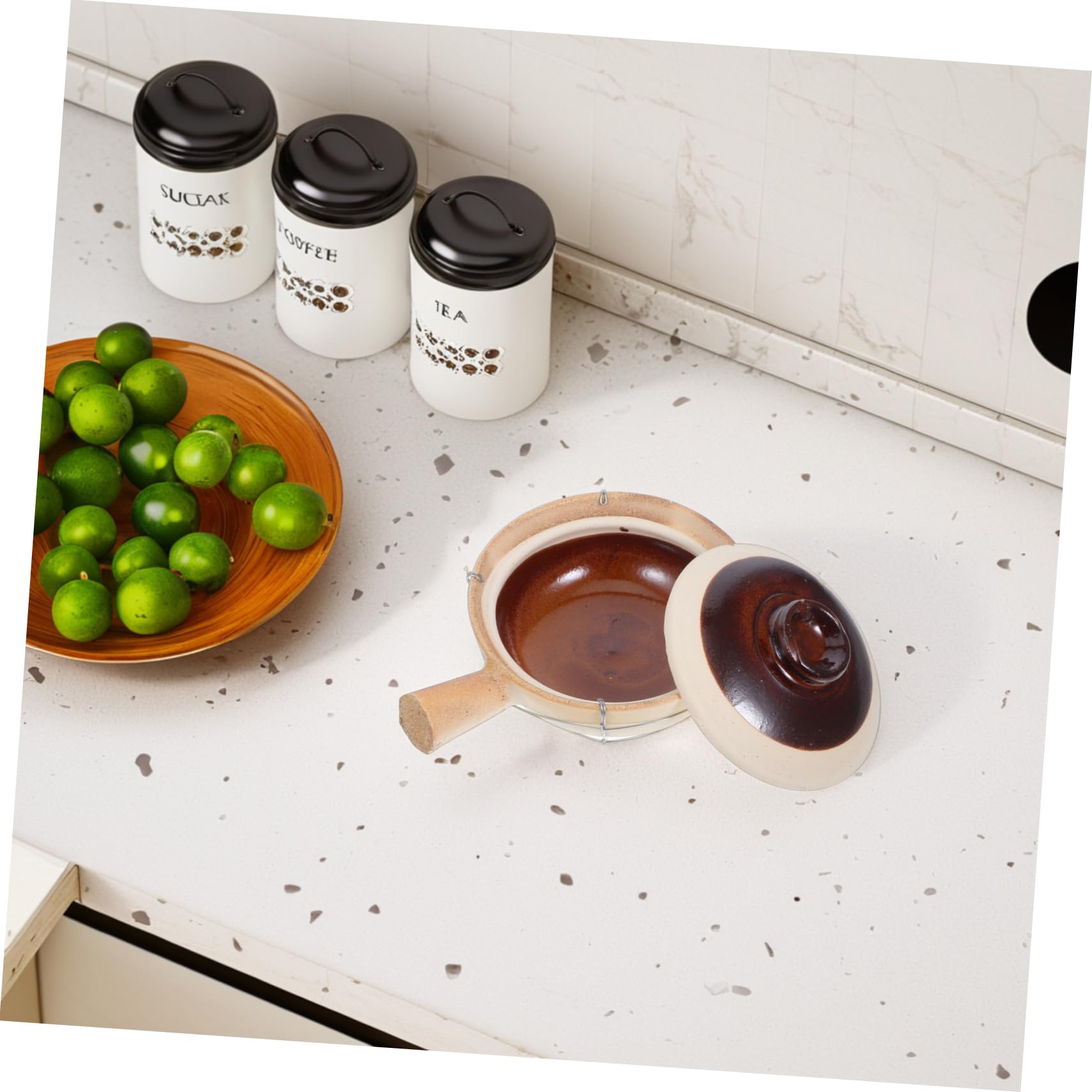 Pentola in Ceramica e Terracotta 0,5l Resistente al Calore per Cottura Riso, Zuppe e Stufati, Casseruola Cinese Scaldavivande per Famiglie e Viaggi