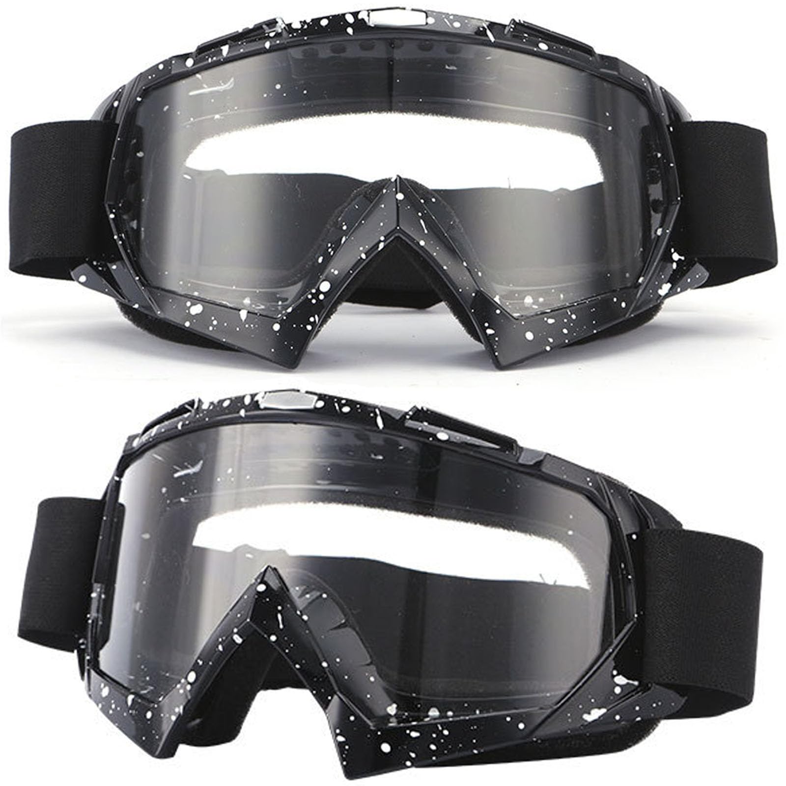 Juego de 4 gafas de motocross con cubierta facial, gafas de motocicleta ATV Motocross Riding Offroad anteojos para adultos, hombres, mujeres jóvenes, mármol negro