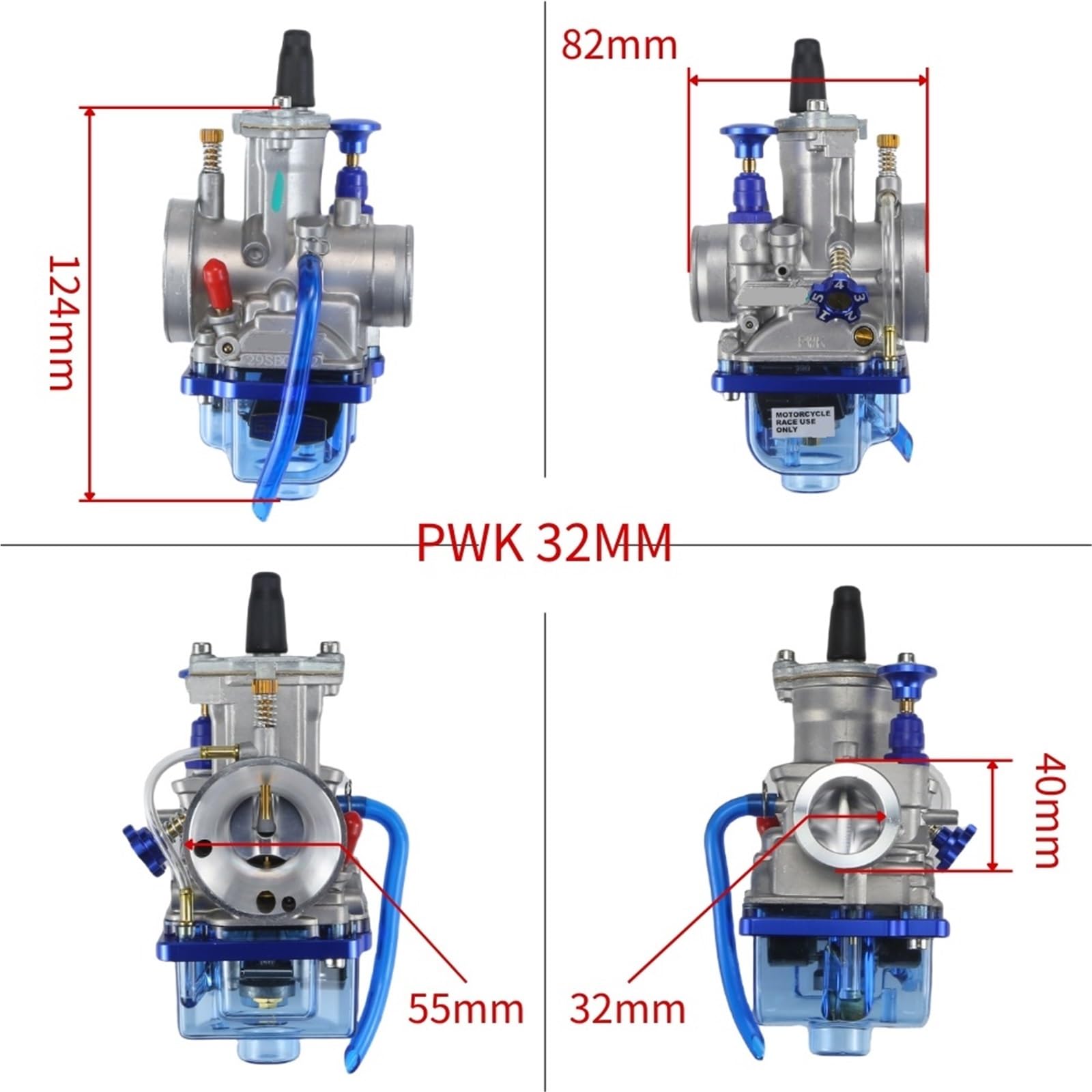 Gaźniki motocyklowe Pasuje do OKO PWK 24 26 28 30 32 34 mm 2T 4T skuter ATV motocykl terenowy uniwersalny gaźnik wyścigowy z dyszą Power Jet niebieska miska(PWK30)