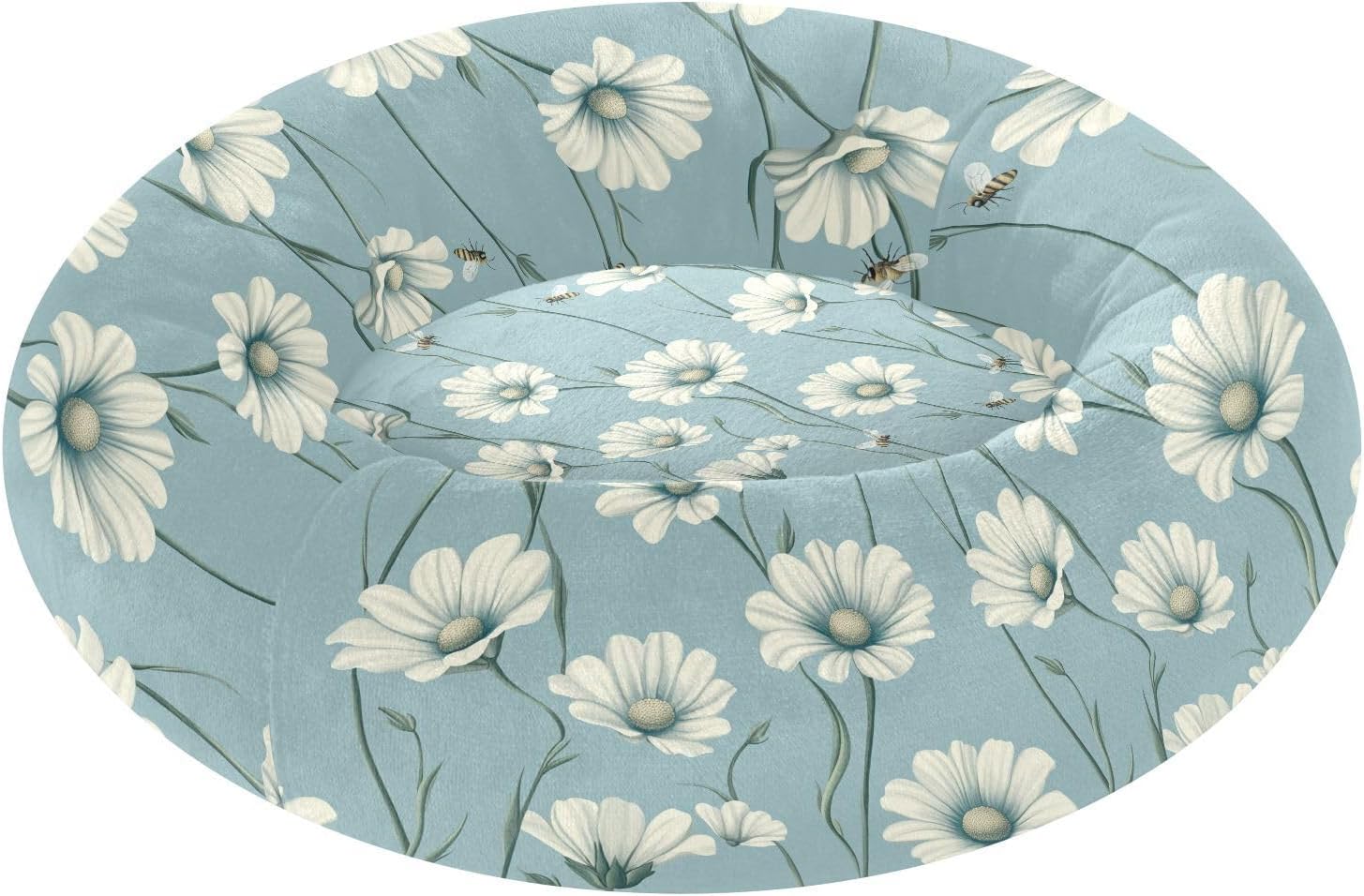 Wudan Pet Cat Beds Anti-Slip Fluffy Dog Pillow Bed for Extra Small Size Pets Supplies M Vintage Osteospermum Turquoise