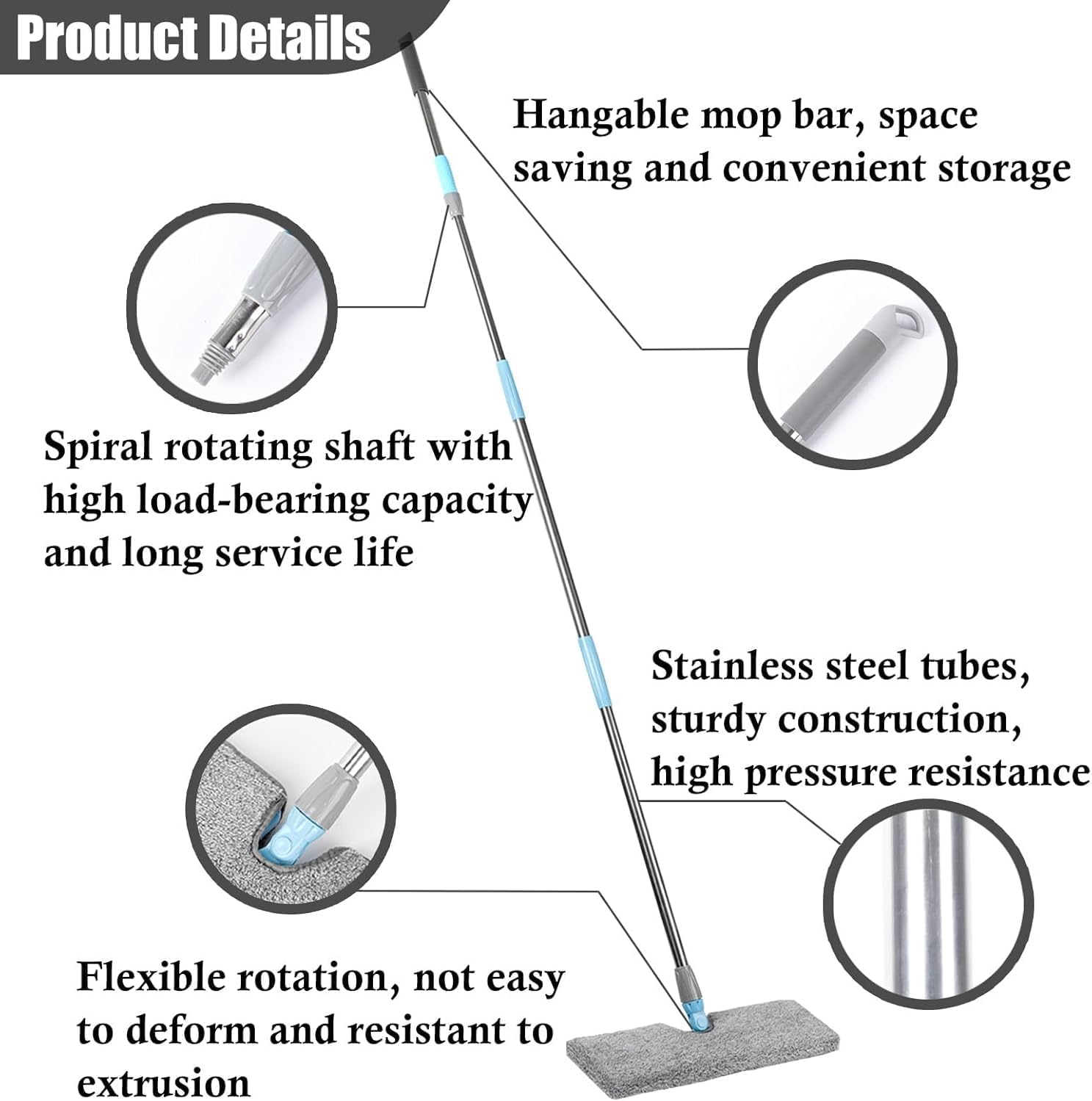 Glass Washer Extension Rod, Extra Long Window Cleaning Pole 6 8 9 10 11 FT, Indoor/Outdoor Tall Windows Washing Squeegee for Vertical Wall Bathroom Floor Air Conditioners(2m (6.5 ft))