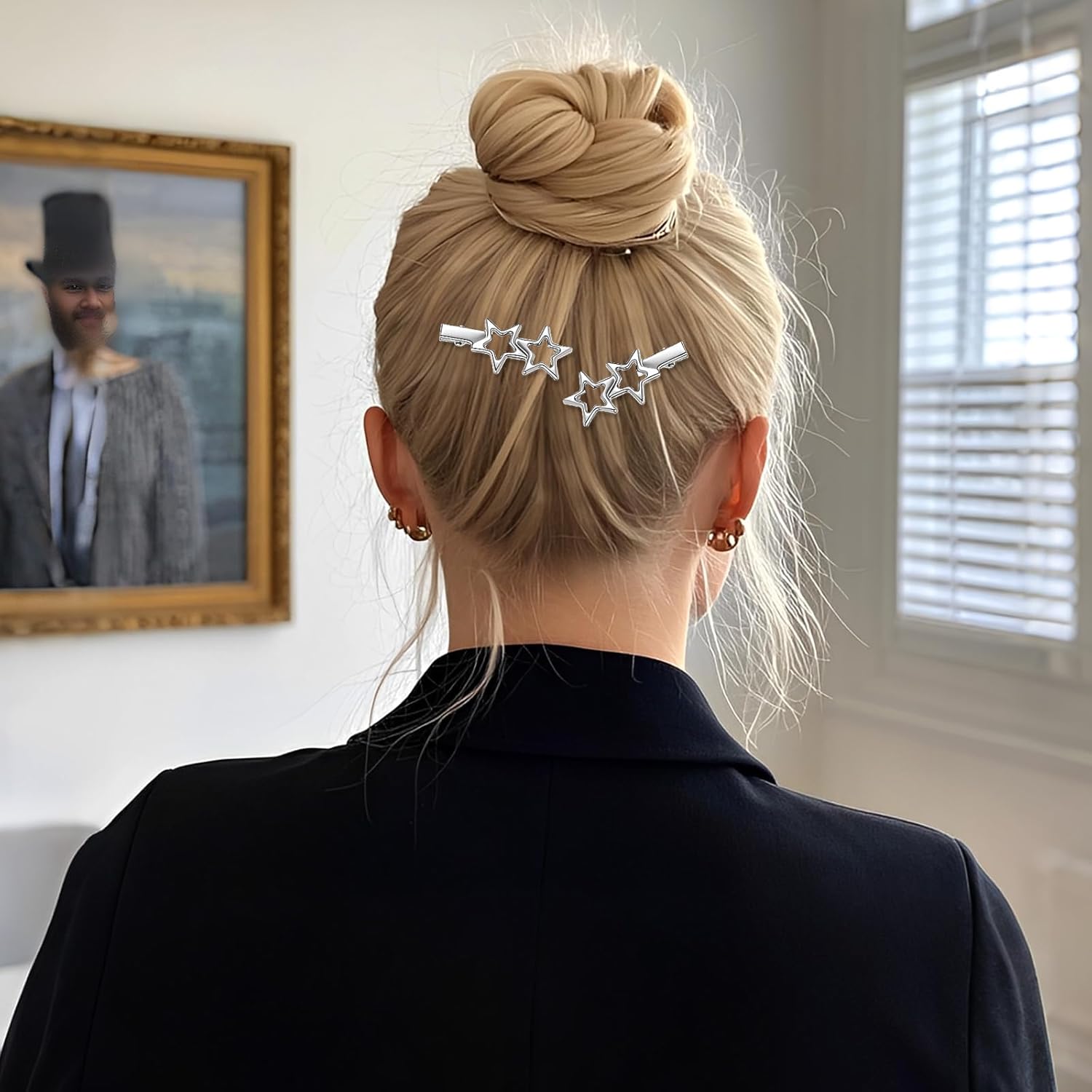 24 PCS Y2k Hair Clips Silver Hair Clips for Women, 12 Shapes Metal Silver Hair Accessories for Girls Star Hairclips Metal Barrettes Alligator Clips for Hair Styling Star Hairpin Cool Hairpin Set