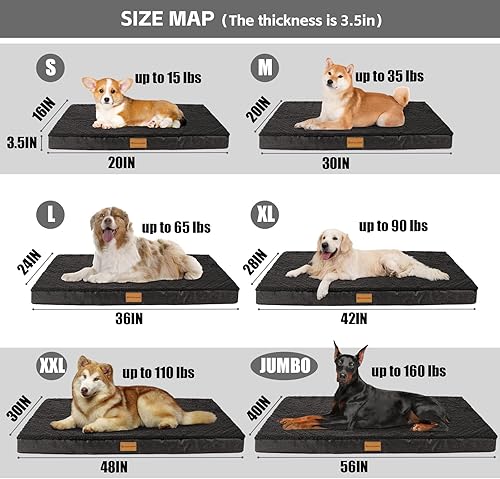 Miniatura 5 de Patas Lague Cama ortopédica para perros de tamaño grande de 36 x 24 pulgadas, suave e impermeable, espuma para jaula de huevos, alfombra mediana