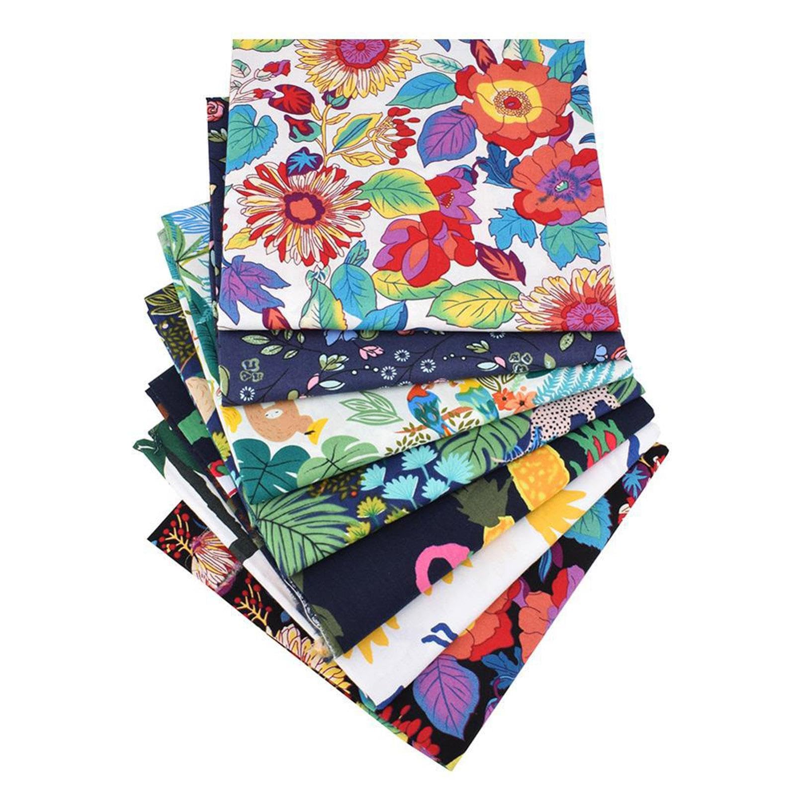 Cotton Craft Fabric Bundle | Rainforest Plant Pattern Fabric for Sewing Clothes,Square Quilting Fabric Squares Bundle Sewing Quilting Craft Patchwork for Sewing