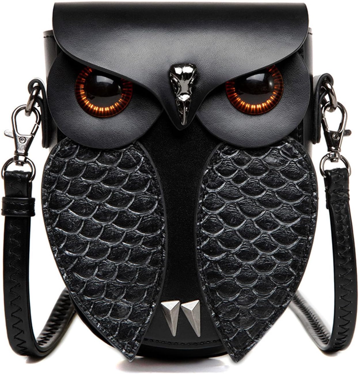 Owl Crossbody Bag Purse Handbag Steampunk Leather Phone Shoulder Pouch Retro Gothic Renaissance Festival Accessory (Owl BLack)