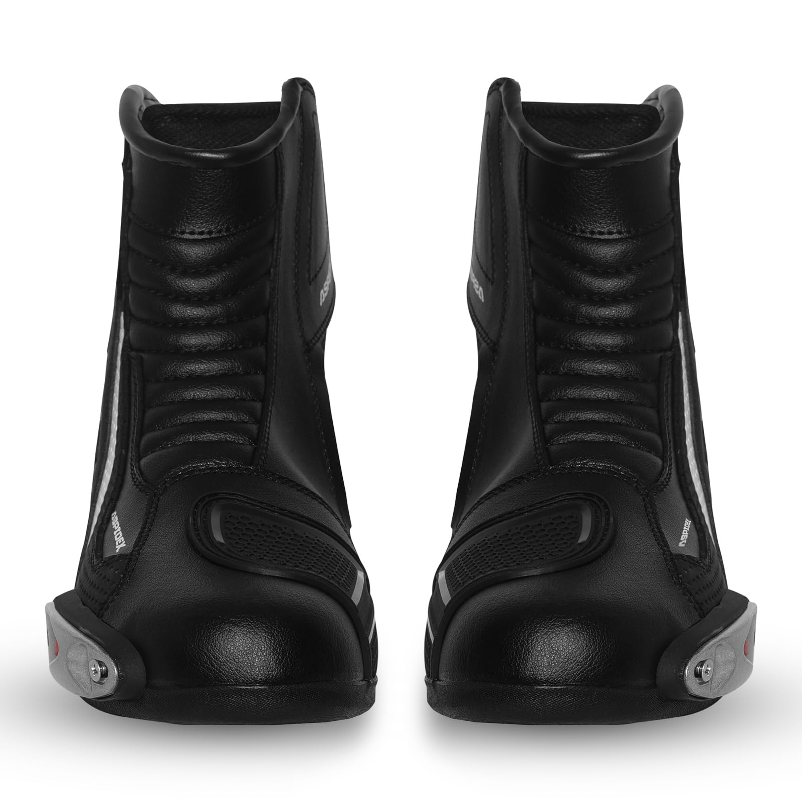 Stivali da moto da uomo Stivali da moto in pelle sportivi Scarpe da moto con suola in gomma nera Stivali