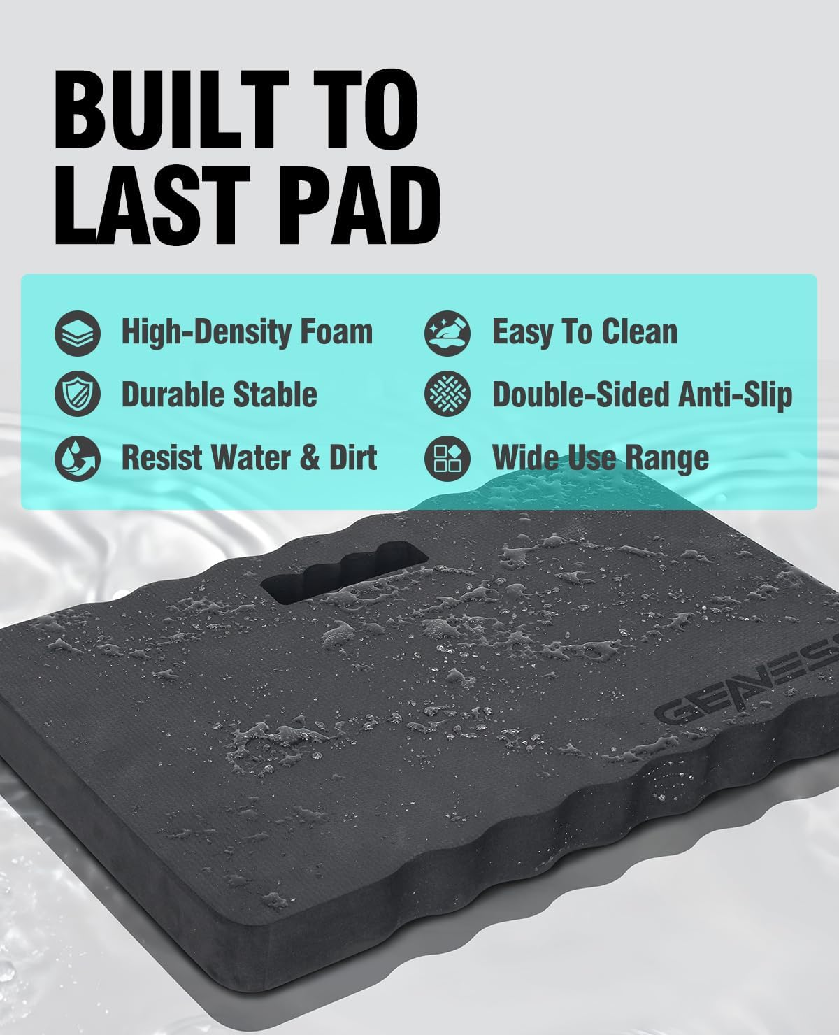 1.5" Extra Thick Garden Kneeling Pad, Comfortable Foam Knee Pad with Handle, Durable Supportive Knee Cushion for Gardening, Yard Work, Car Repairing, Workshop, Baby Bathing, 17.5"x11", Black