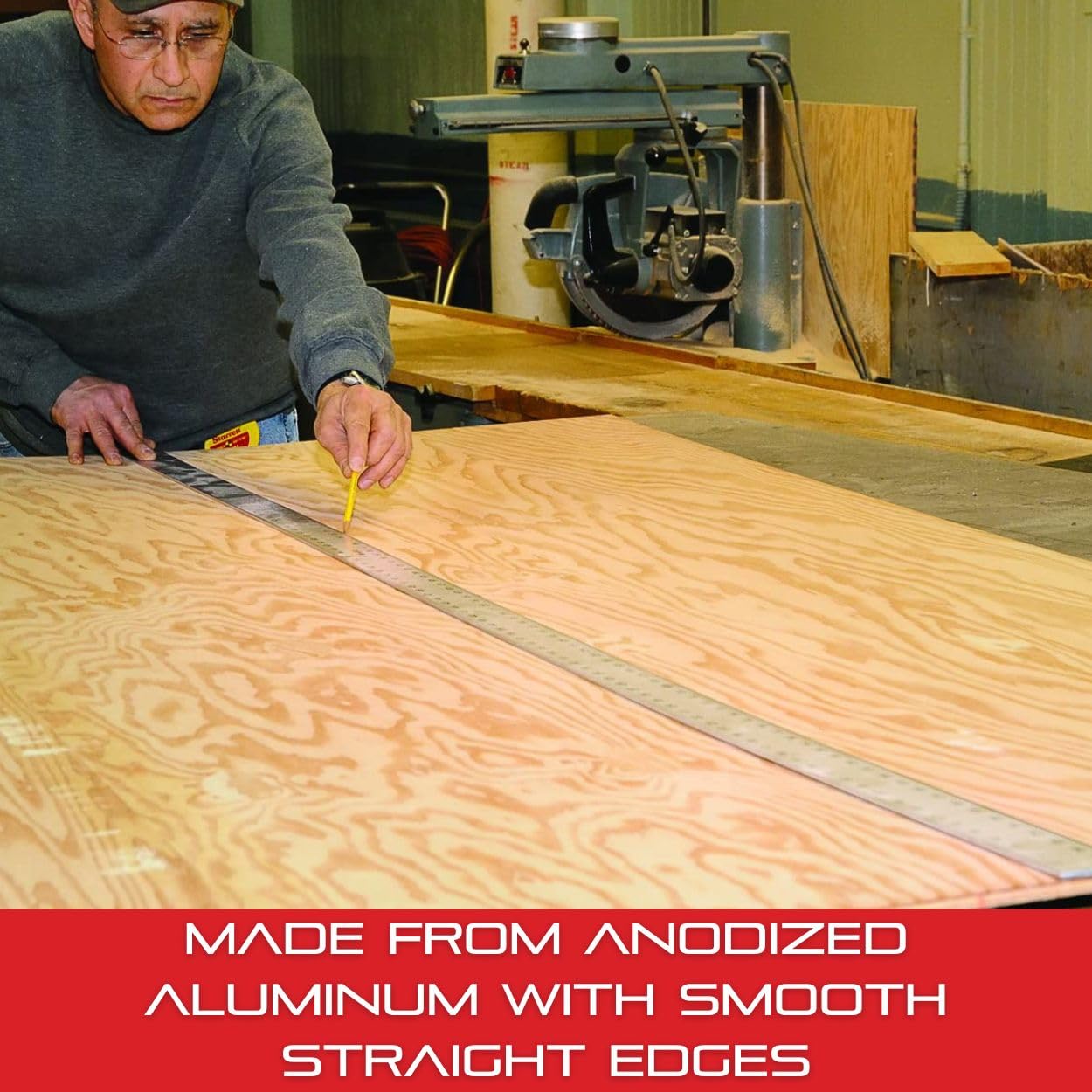 Starrett Straight Edge Aluminum Rule - Ideal for Schools, Shops, Metal Workers and Wood Workers - 72" Length, 2" Width, .125" Thickness, 1/8", 1/16" English - ASE-72