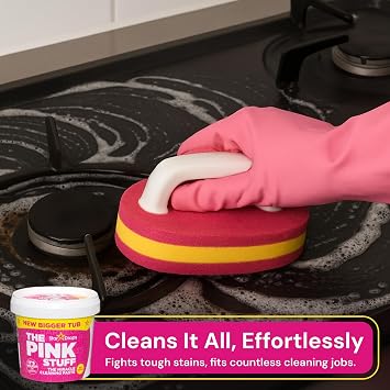 YONEY | Pink Stuff Cleaning Kit Miracle Cleaning Paste 850g with Scrubbing Brush Sponges with Handle | Floor Scrubbing Brush - Multi Surface Sponge Brush with Handle for Restoring Surfaces