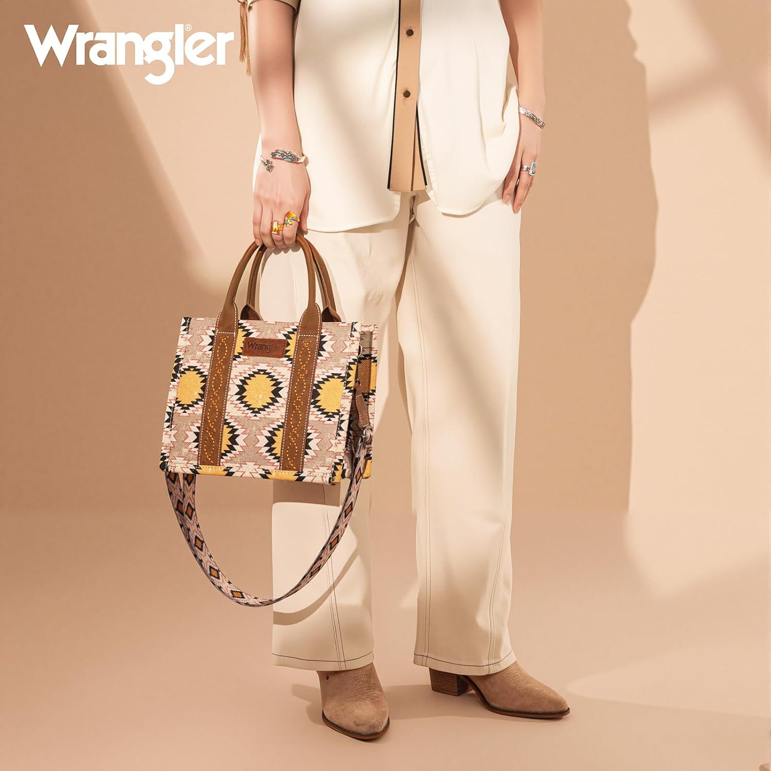 Wrangler Tote Bag for Women Western Camo Pattern Canvas Crossbody bag Handbag Vintage Design - Image 6
