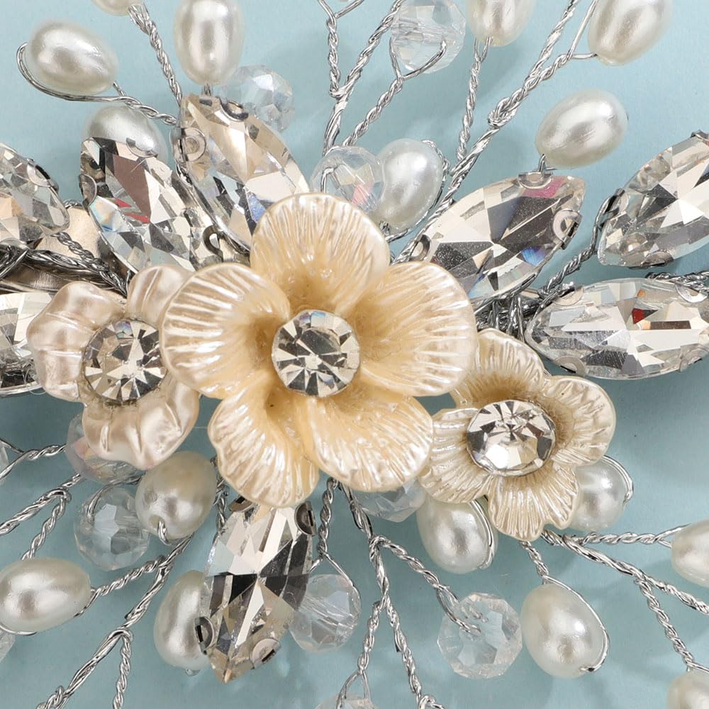 Gorgeous Rhinestone Crystal Flower hairpin Amazon.com : Aimimier Bridal Crystal Flower Hair Clip  main image 4