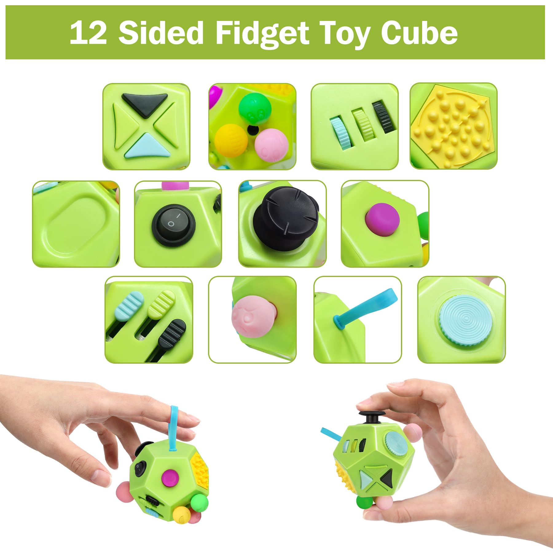 VCOSTORE Cubo Antiestrés Fidget de 12 Lados Original Fidget Toy para Adultos y Niños, Juego Sensorial para Autismo, Juego para Niños con TDAH — view 4