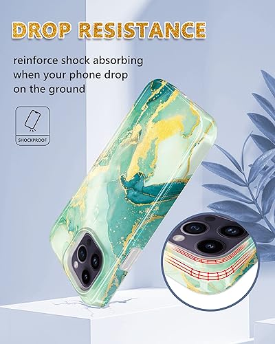 Miniatura 5 de JIAXIUFEN Funda diseñada para iPhone 14 Pro Max, funda dorada con purpurina de mármol, delgada, a prueba de golpes, funda de silicona de goma suave