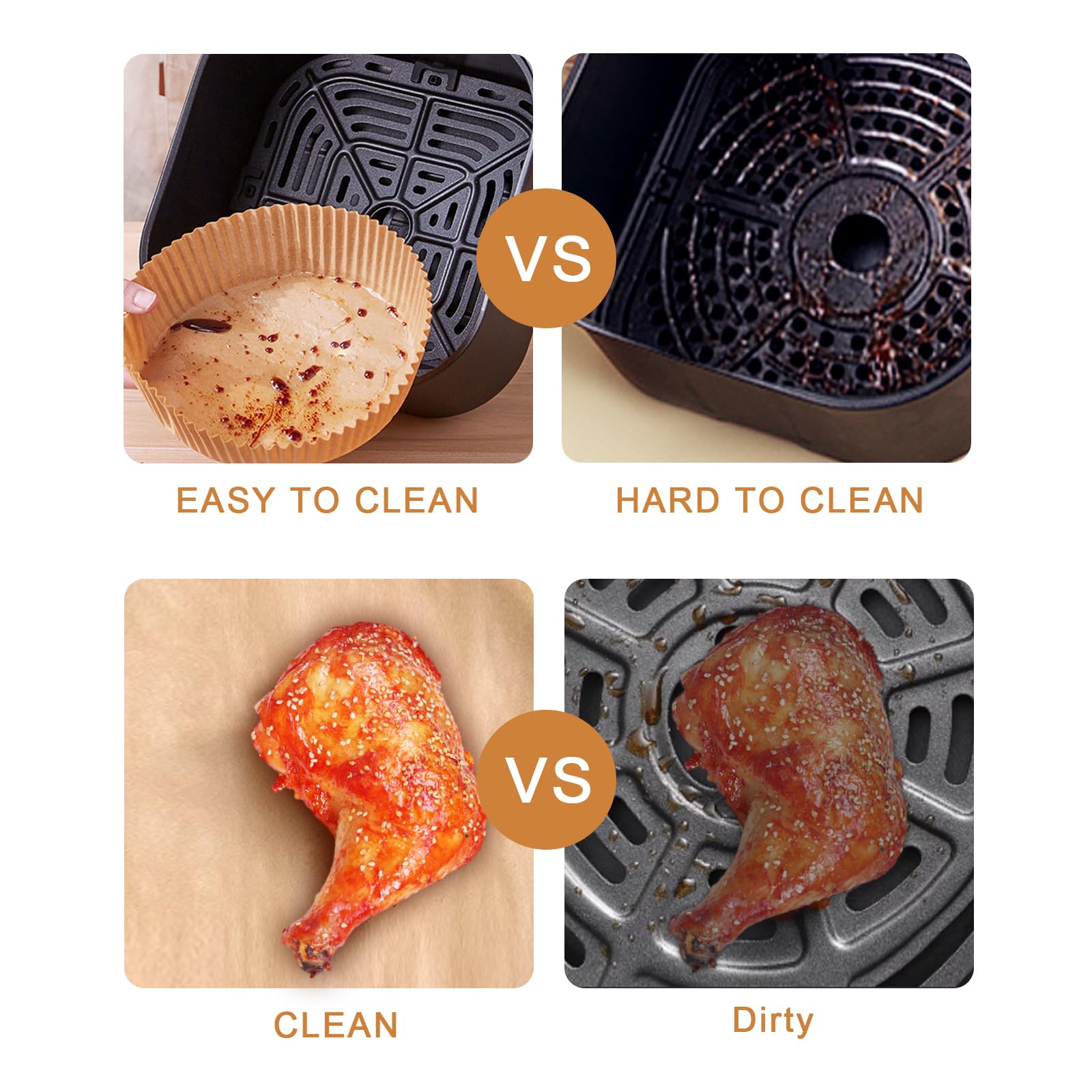 Carta Forno Per Friggitrice Ad Aria - 100 Fogli 20cm, Resistente Fino A 250°C - Foto 7