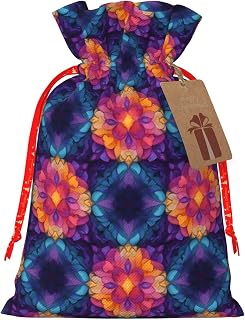 Hekroxu Gift Bag Reusable Wrapping Bag For Holiday Party,Retro Tie Dye Stained Glass (1)