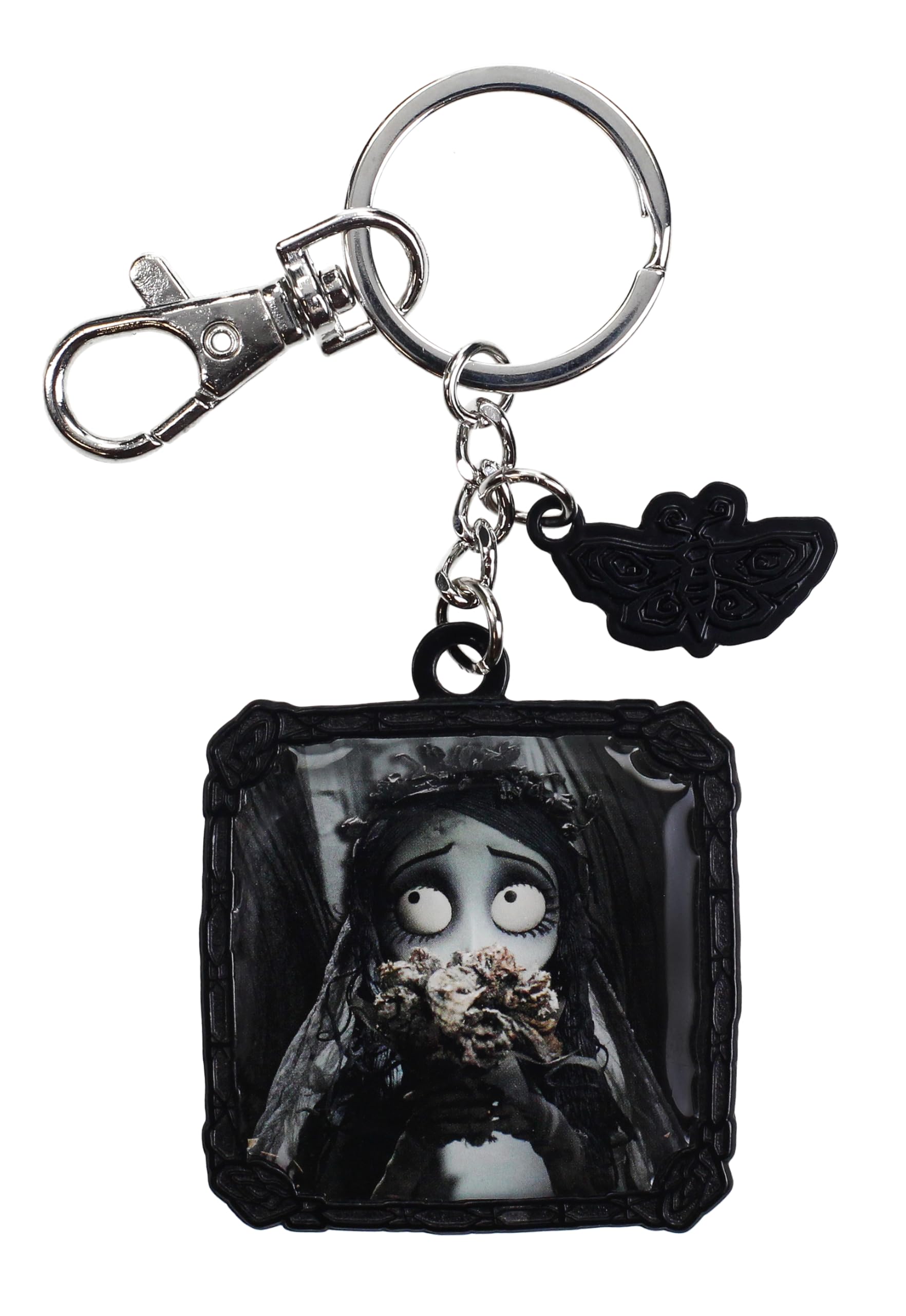 SD TOYS - Corpse Bride Flower Metal Keyring, metallic silver, S, Vintage