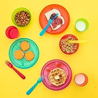 Vista 4 de Kids Plastic Dinnerware Set of 36 Multi Color Pieces (Plates, Bowls, Cups and Flatware) - Reusable, BPA-Free, Dishwasher Safe and Microwaveable