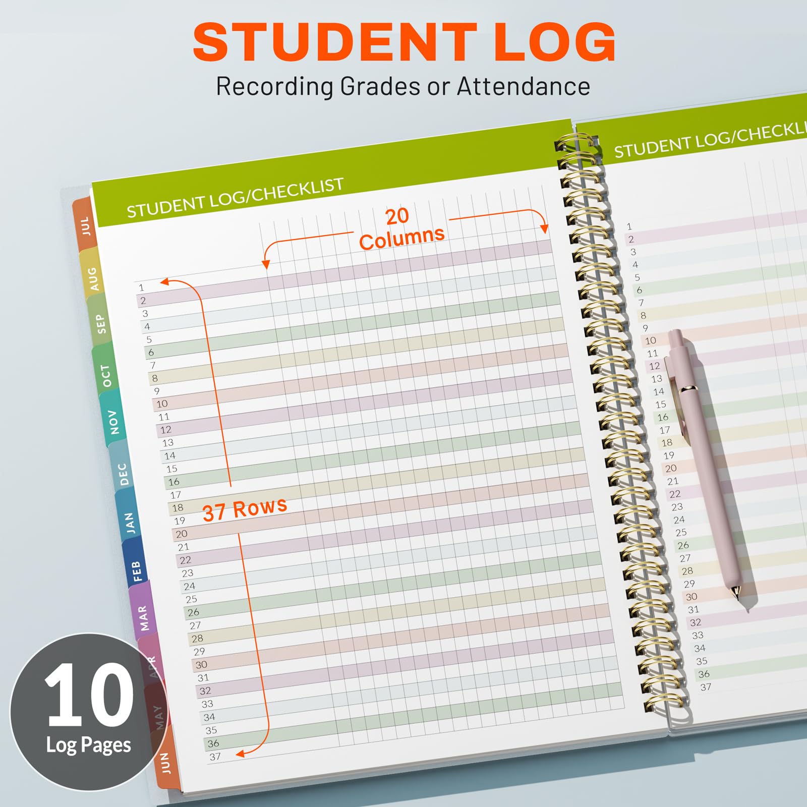 SUNEE Agenda per insegnanti 2026-2027, anno accademico, 8 periodi, pianificazione delle lezioni da luglio 2026 a giugno 2027, 21,6 x 27,9 cm, agenda settimanale mensile, layout orizzontale con