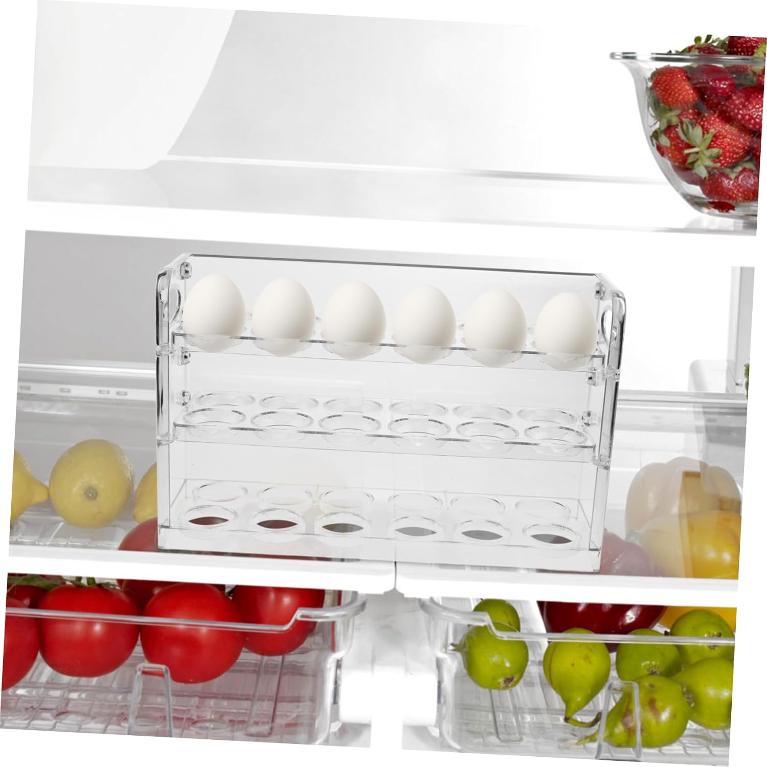 Ciieeo Egg Storage Box Rolling Egg Shelf for Refrigerator Fridge Organizer Bins