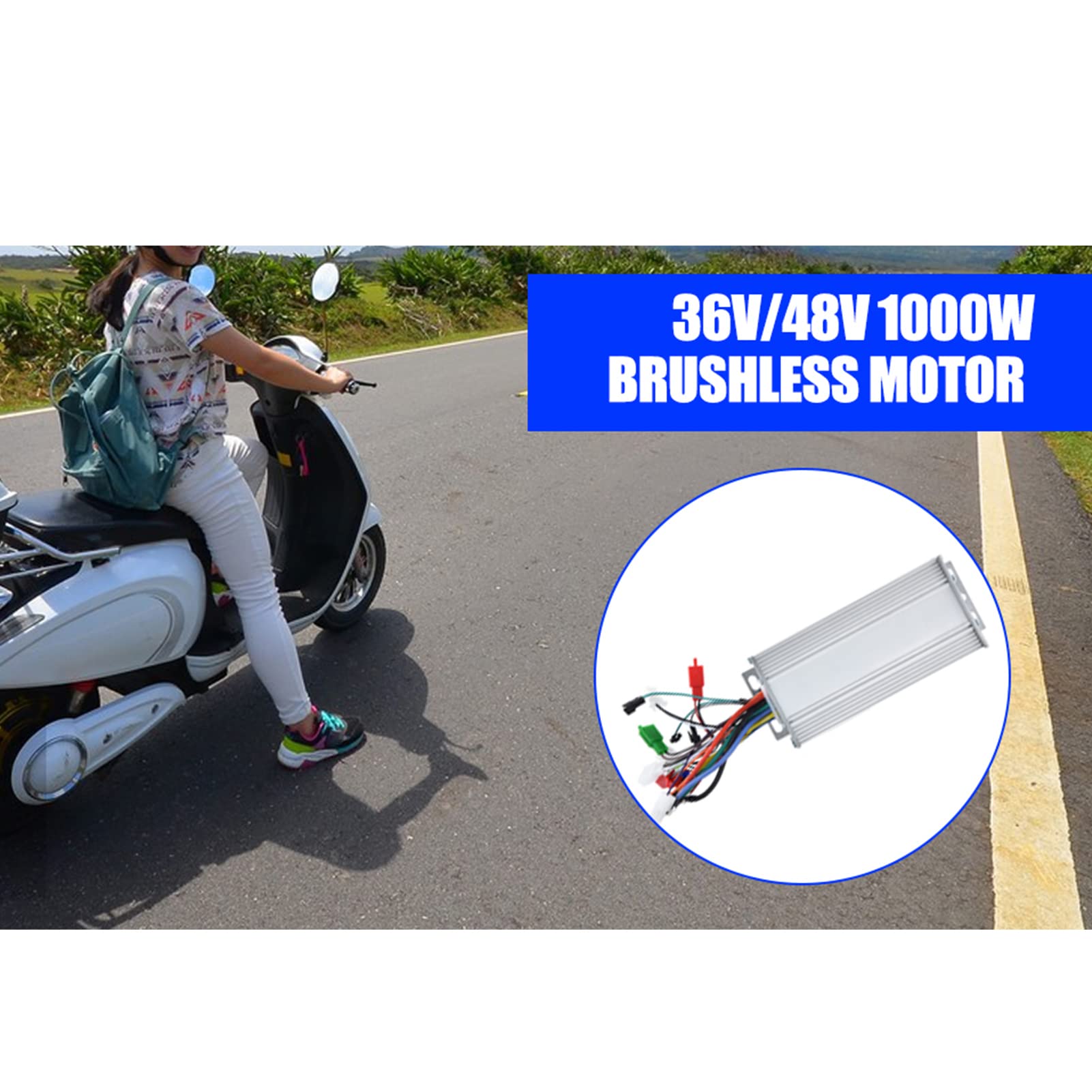 Alomejor Contrôleur de Moteur 36V / 48V 1000W Contrôleur d'onde sinusoïdale de Moteur sans Brosse pour Scooter électrique de vélo