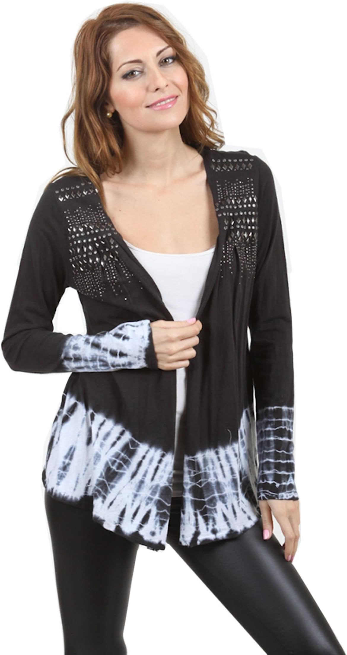 Sale Special Dyed Long Sleeve Studded Cardigan