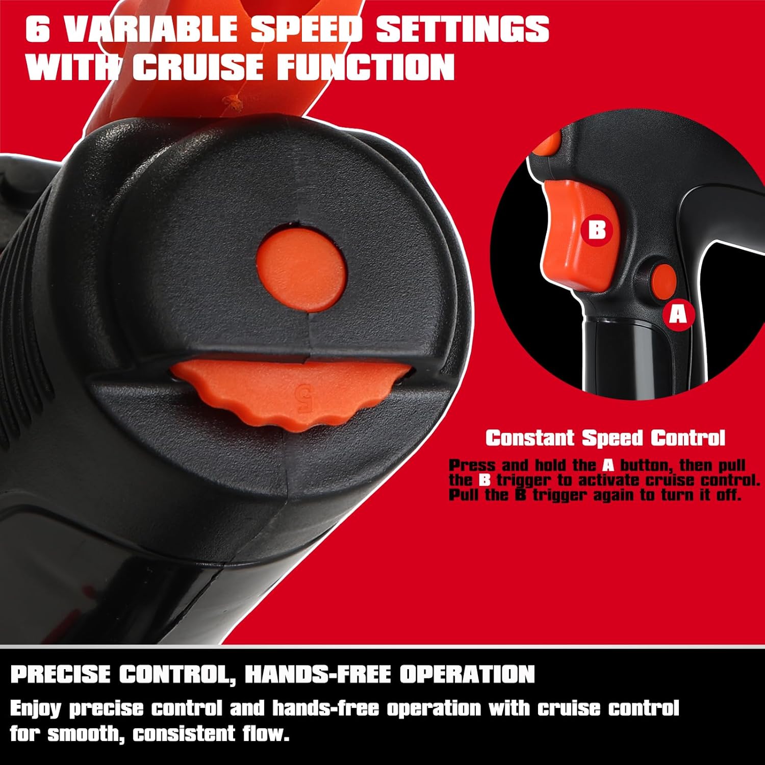 5500N Cordless Caulking Gun, High Power 6-Speed Control, 1200 ml/min Fast Dispensing, Anti-Drip System, 10oz/300ml, Compatible with Makita 18V & DEWALT 20V MAX, Tool Only (Battery Not Included)