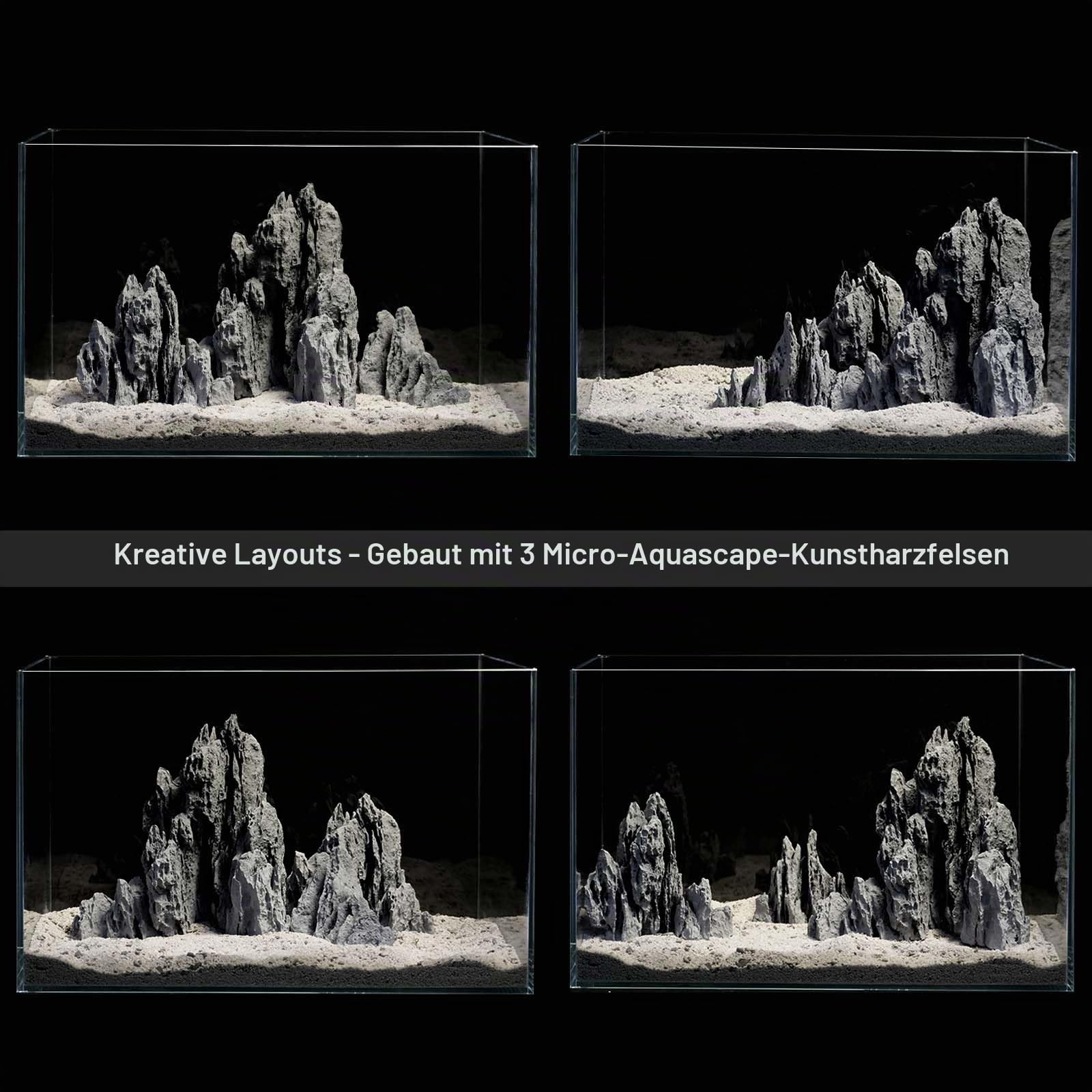 FZONE Aquarium Steine Mini Landschaft mit pH-neutralen, Harz-Seiryu-Stein Aquariumfelsen für Aquascaping