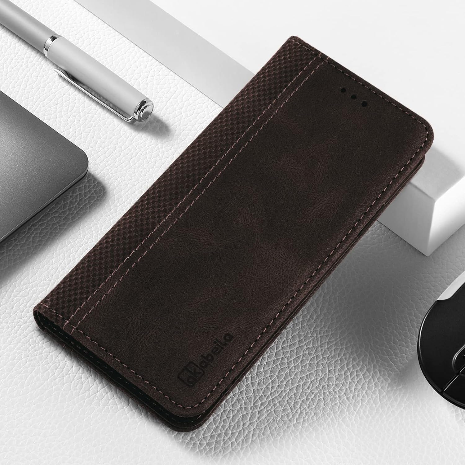 AKABEILA for iPhone 11 Pro Case Luxury PU Leather Flip Case for iPhone 11 Pro Folio Wallet Phone Case Women Men Cover with Card Holder Magnetic Closure Kickstand Shockproof Cover 5.8" Dark Brown