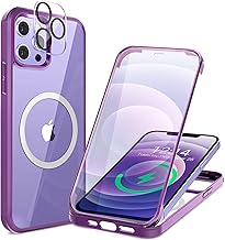 HAUTRKBG iPhone 12 Case, Clear, Double-Sided Tempered Glass, 360° Full Protection, MagSafe Compatible, Camera Film Gift, 100% Screen Sensitivity, Wireless Charging, US Military Standard Certified, Shockproof, iPhone 12, Transparent, Magsafe Case, Smartpho