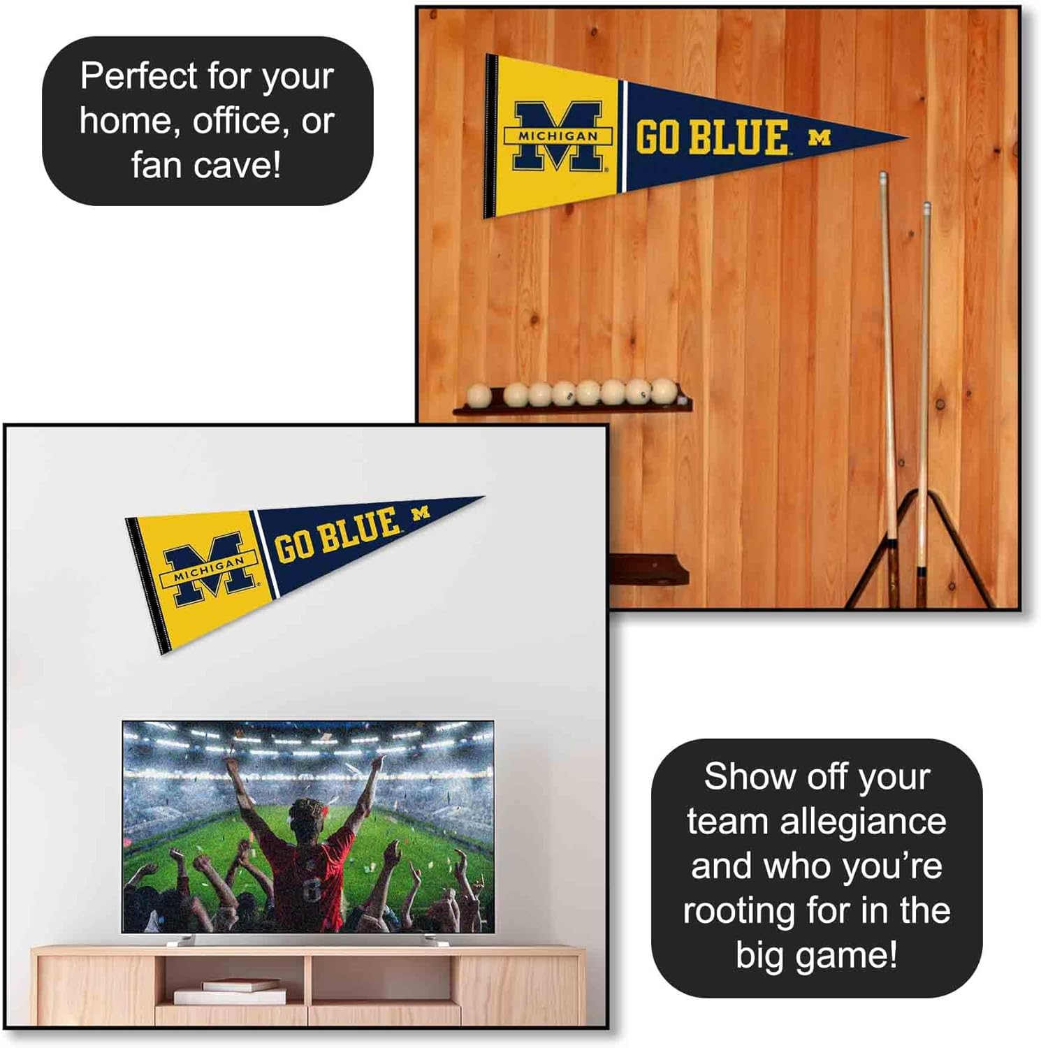 College Flags & Banners Co. Michigan Team University Wolverines Go Blue Pennant - Image 3