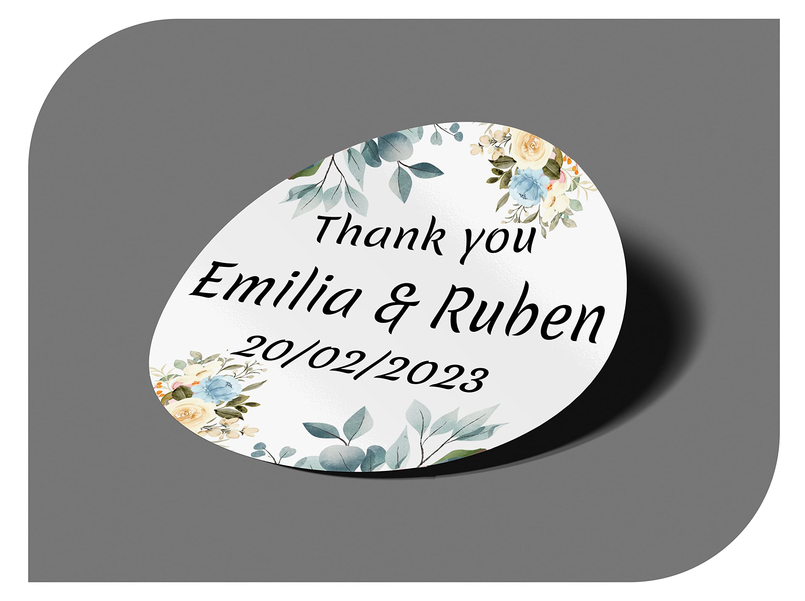 Pegatinas Personalizadas Boda con Nombre y Fecha, Etiquetas Adhesivas para Invitacion Boda, Bautizo, Compromiso, Comunion, Cumpleaños, Fiesta, Vintage, Sellos (Modelo 6)