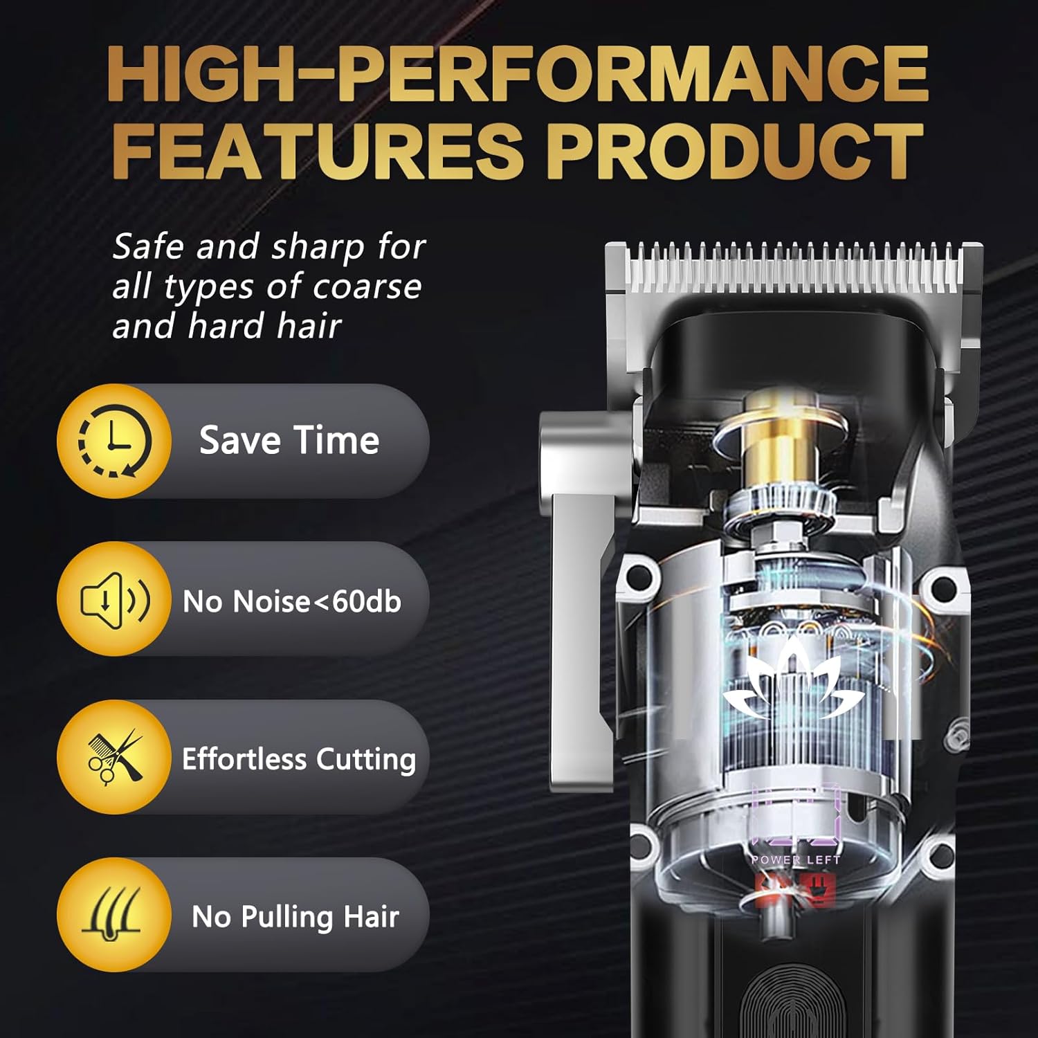 AMULISS Professional Hair Clippers and Trimmer Set for Men - Cordless Haircut Kit with LED Display, Zero-Gap T-Blade Mens Grooming Beard Trimmer for Family & Barber Use (Black)