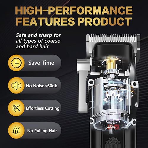 Miniatura 3 de AMULISS Juego de cortapelos y recortadora profesional para hombres, kit de corte de pelo inalámbrico con pantalla LED, cuchilla en T sin espacio