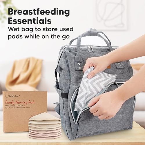 Miniatura 8 de Almohadillas de lactancia de viscosa de bambú orgánico, 8 almohadillas lavables para lactancia materna, bolsa de lavado, reutilizables, para los