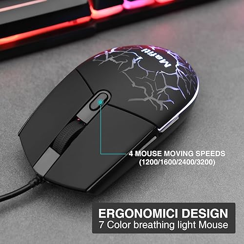 Miniatura 4 de mafiti RK101 - Teclado de computadora con cable, teclado USB retroiluminado RGB para PC, Mac, portátil, escritorio, oficina de juegos