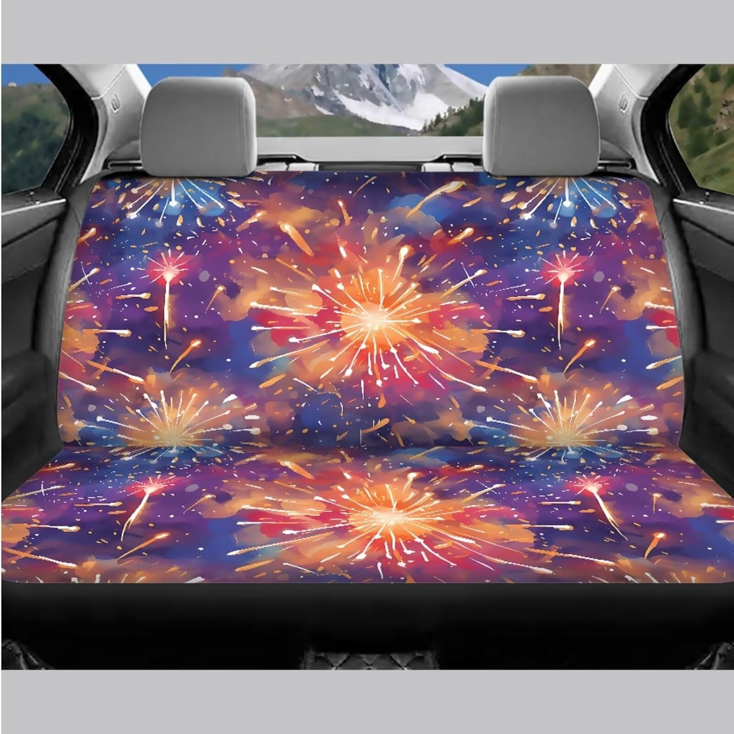 Watercolor Fireworks Print Lady Cars Seat Cover Full Sets 2025 Happy New Year Automotive Vehicle Auto Interior Protector 7pc Car Seat Cover Full Set for Women