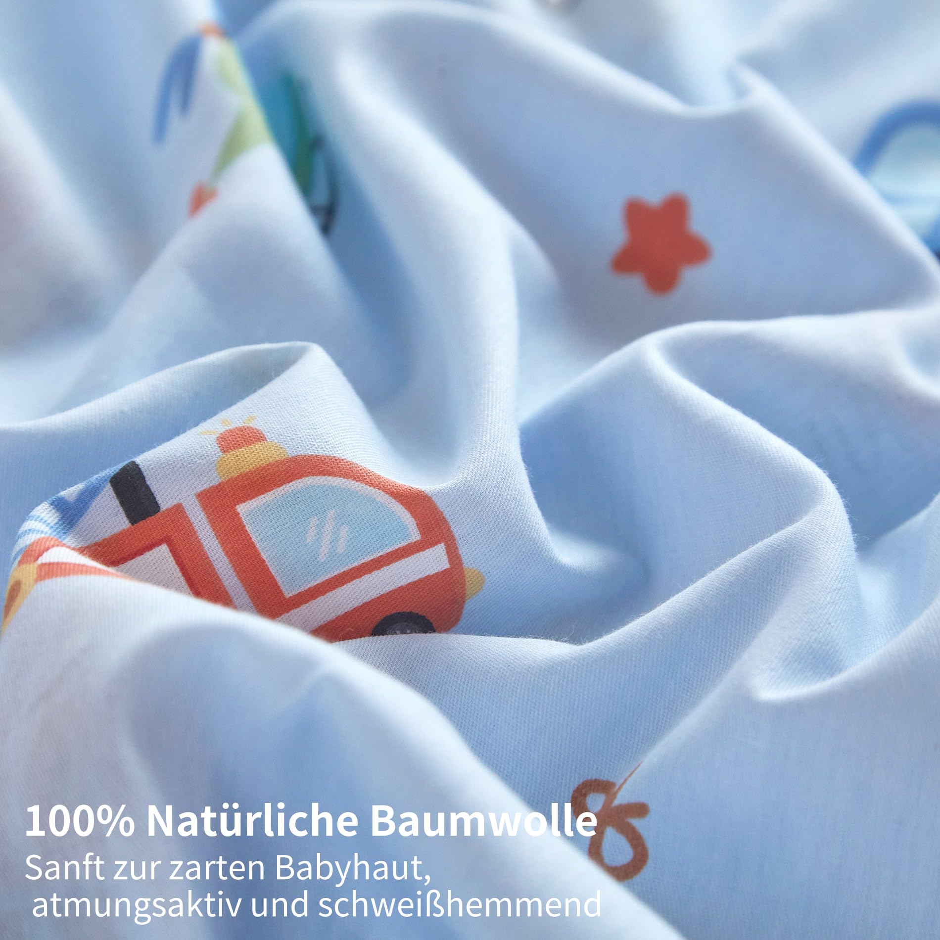 Baumwolle Bettwäsche 135x200 Kinder Auto Motiv Blau Bettwäsche Kinder 135x200 Jungen Weiche Bettbezug Set 2teilig für Jugendliche Jungen Geschenk mit Reißverschluss und 80x80 cm Kissenbezug
