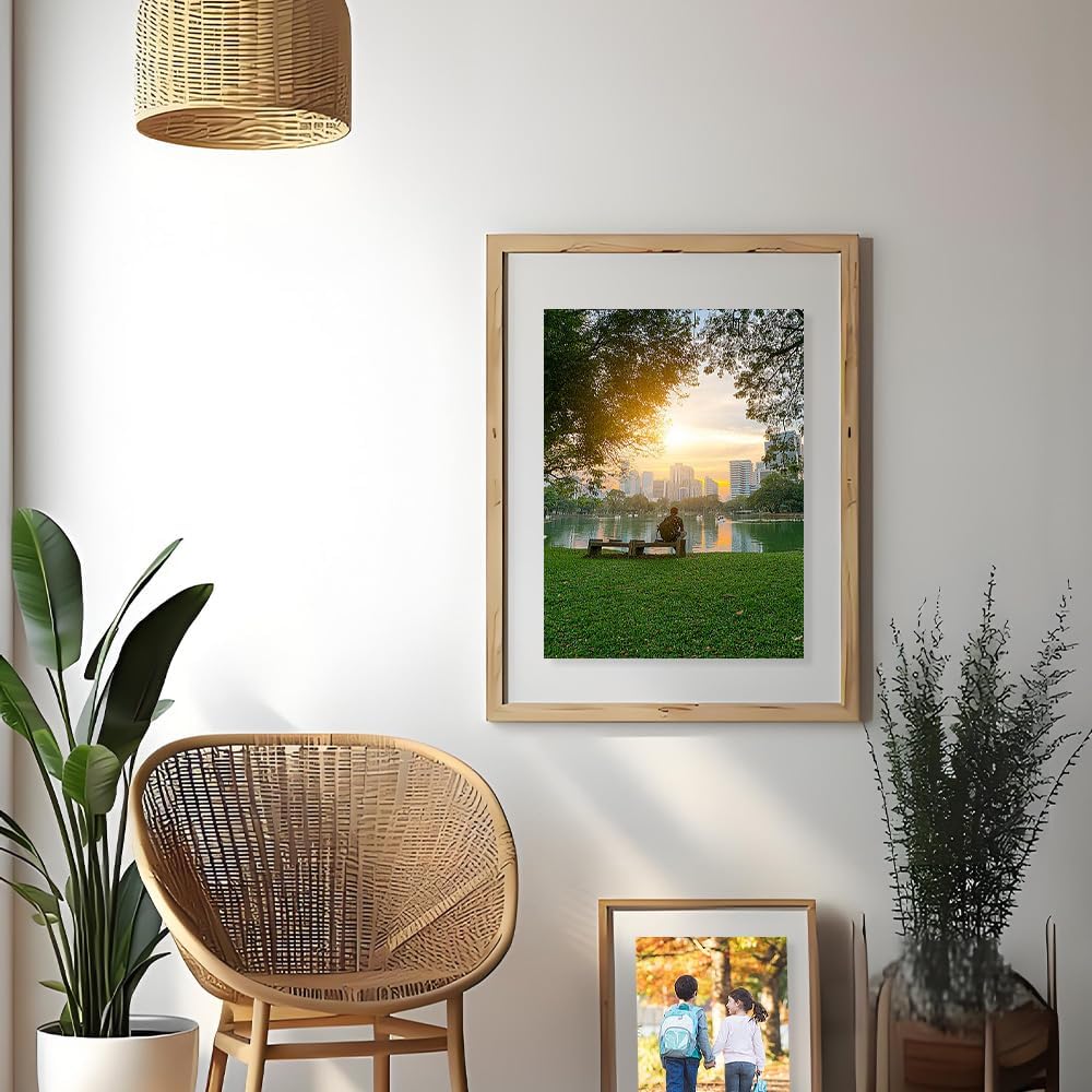 11x14 Floating Picture Frames Double Sided Tempered Glass Oak Wood Picture Frame Floating Display for Photos 10x14,9x12,8.5x11,8x10,5x7,4x6,or Full Display for 11"x14" Photos for Christmas,Halloween,Baby Scan,Anniversary,Wedding(Beige)