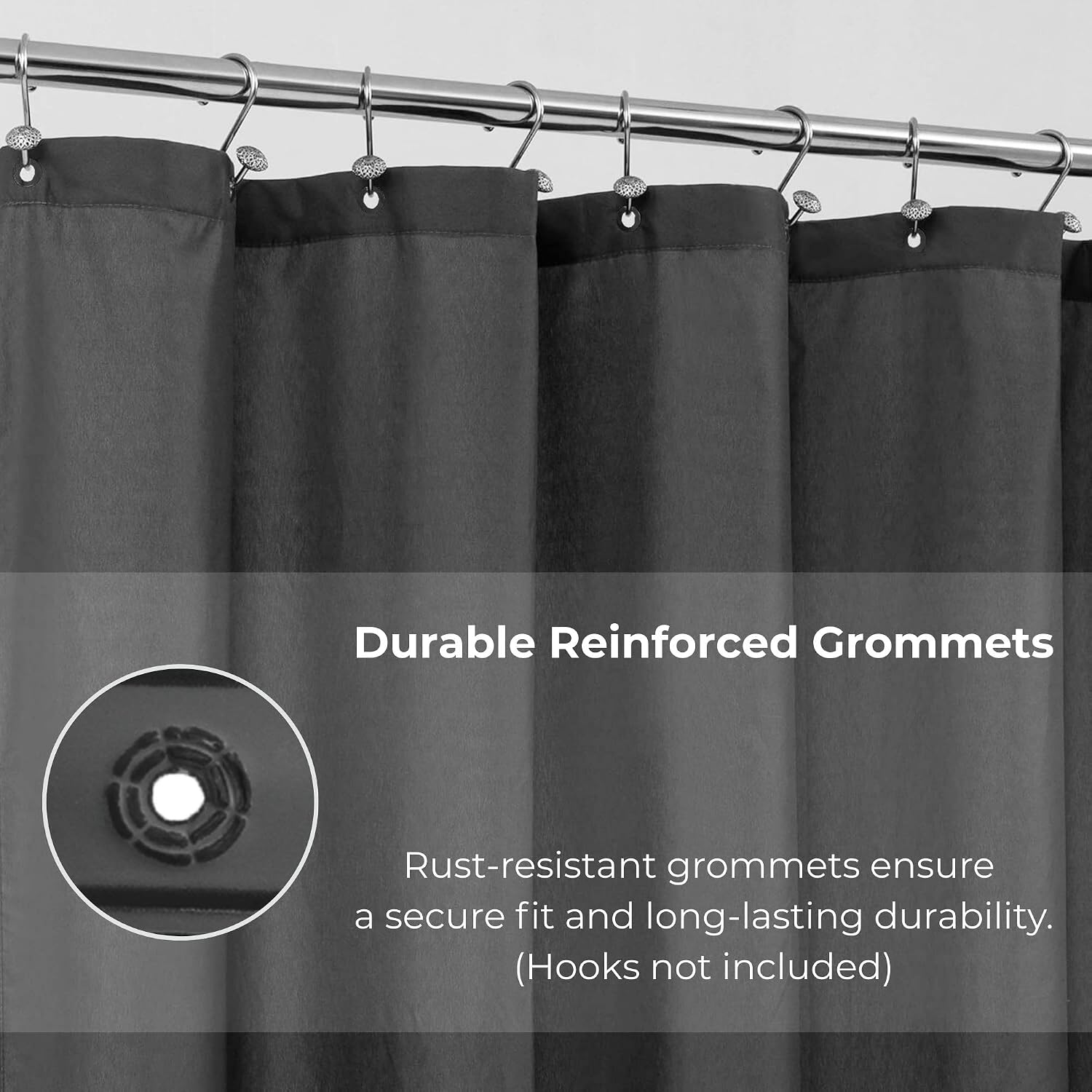 EVIDECO French Home Goods Black Extra Long Waterproof Shower Curtain Liner 71x79 Inches