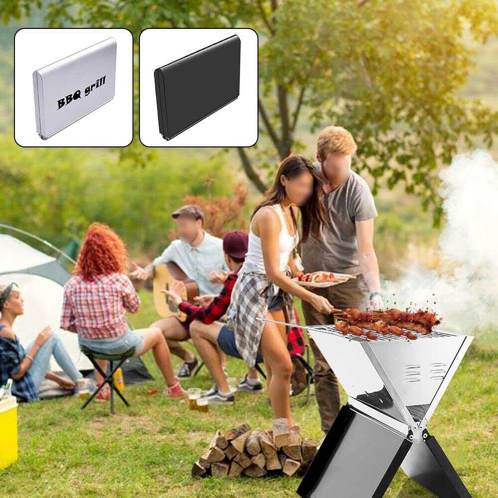 Grill węglowy ze stali nierdzewnej, przenośny grill stołowy, grill piknikowy, składany grill na kemping, składany grill do ogrodu