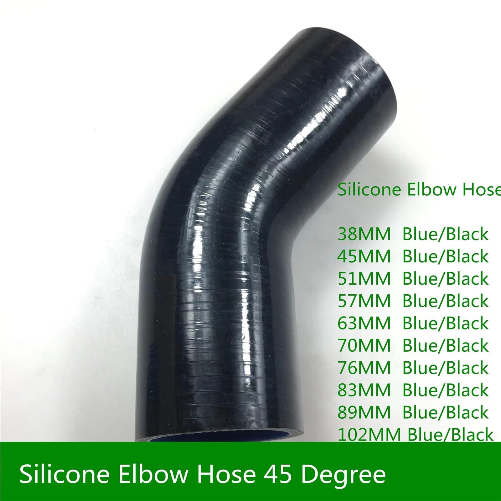 Przewody i węże ciśnieniowe Wąż silikonowy kolankowy 45 stopni 38 51 57 63-89mm gumowy złączka rura podłączenia zimnego powietrza turbosprężarki(102mm-Black)