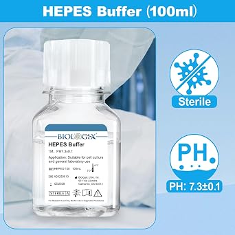 HEPES Buffer, 0.1um Filtration Sterilized, 7.3 pH, for Prepare Protein Extraction Buffer, Cell Culture Buffer, Ready to Use Solution, 100ml/Bottle, 6 Bottles/Case