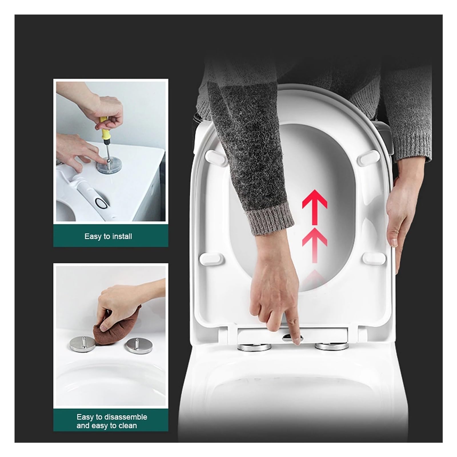 Asiento de inodoro, Thickened Square Soft Close Toilet Seat