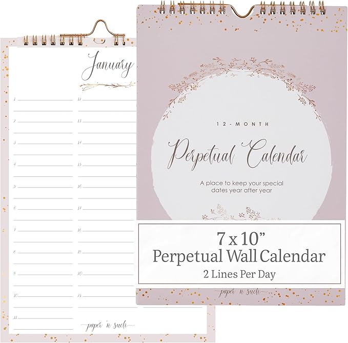 Paper 'n Such- Perpetual Calendar for Birthdays and Anniversaries -12 Months - L