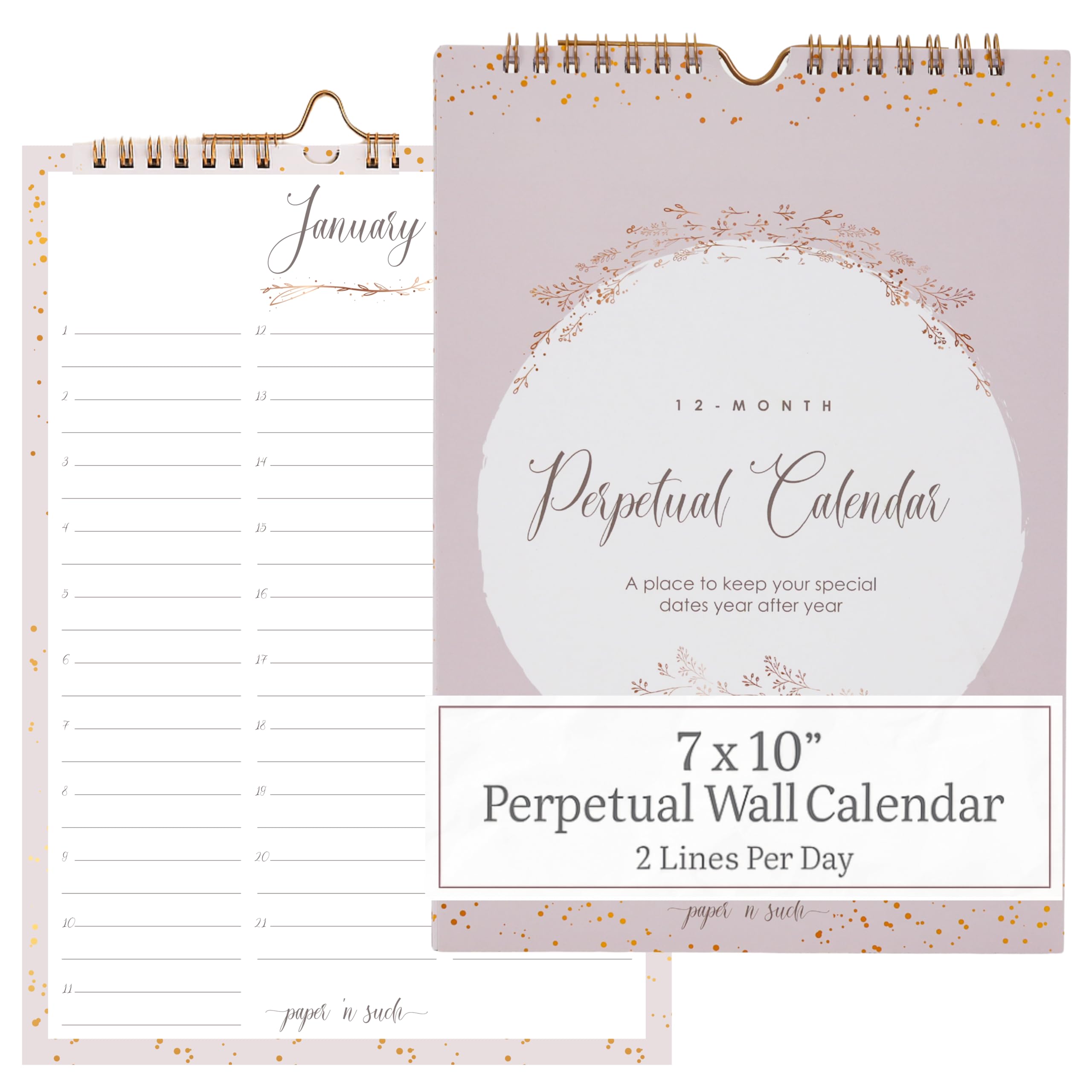 Paper 'n Such- Perpetual Calendar for Birthdays and Anniversaries -12 Months - Large Wall Hanging Dates to Remember Book - Journal for Important &