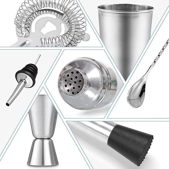 Set de Coctelera de Acero Inoxidable 10 Piezas con Accesorios miniatura 3