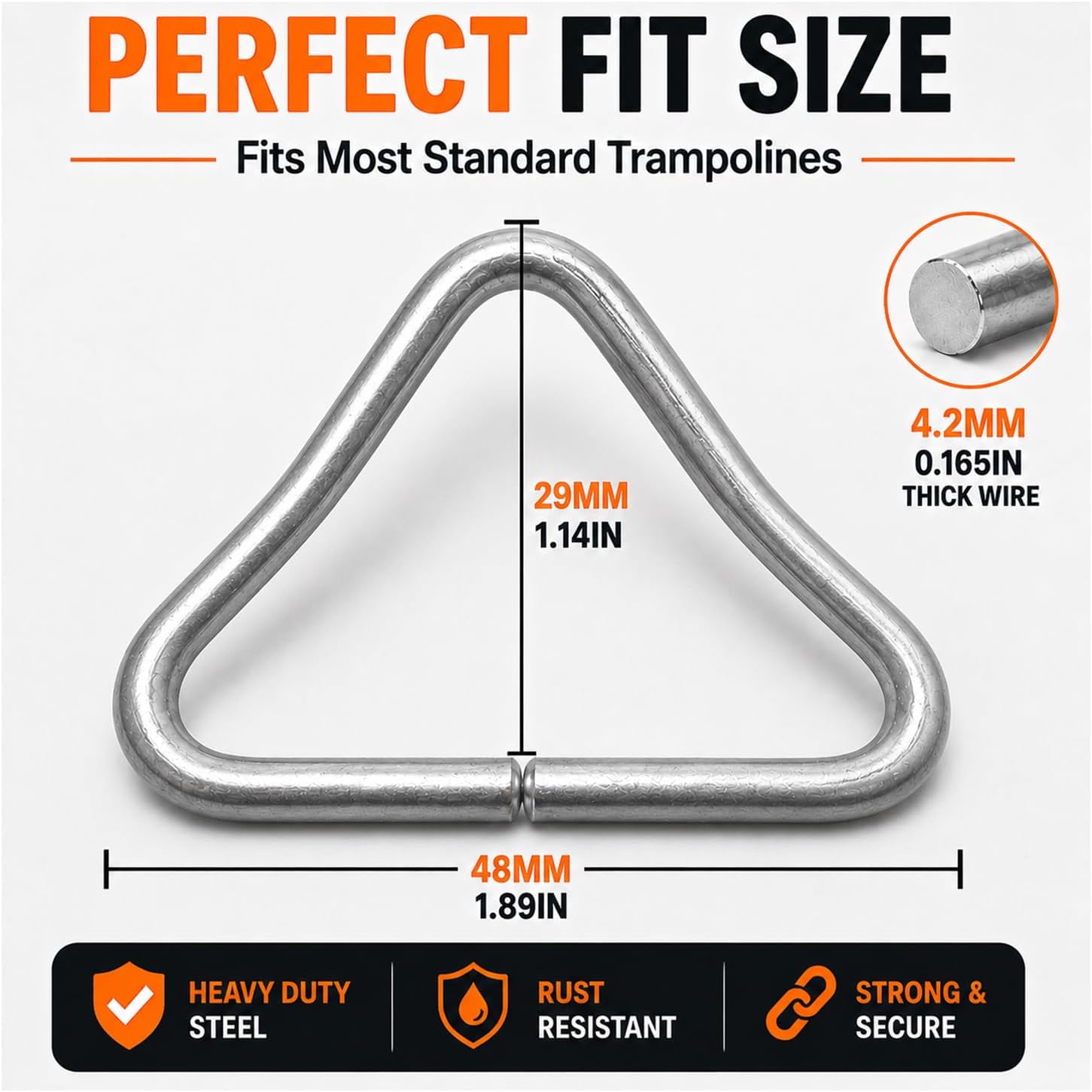 20PCS Trampoline Triangle Buckle Stainless Steel Triangle Ring Buckle V- Rings for Trampoline Replacement Parts Bag Trampoline Mat Craft