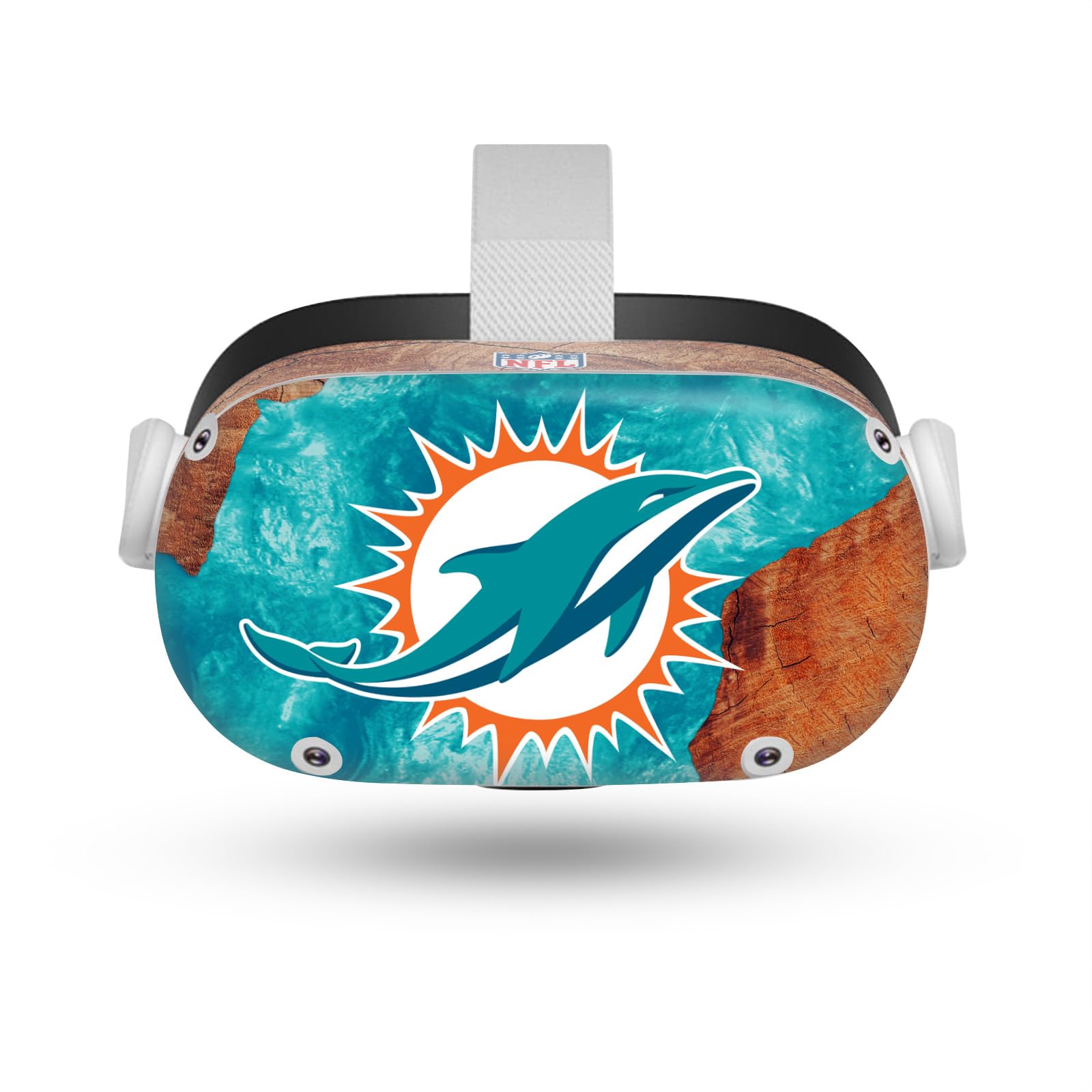Peau Meta Quest 2 haut de gamme design bois et résines NFL Dolphins - 8