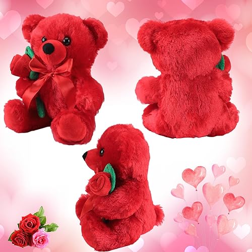 Miniatura 10 de Civaner Peluche para el día de San Valentín, oso negro con rosa, divertido y lindo, animal de peluche negro, regalos para niños, novia, día de la